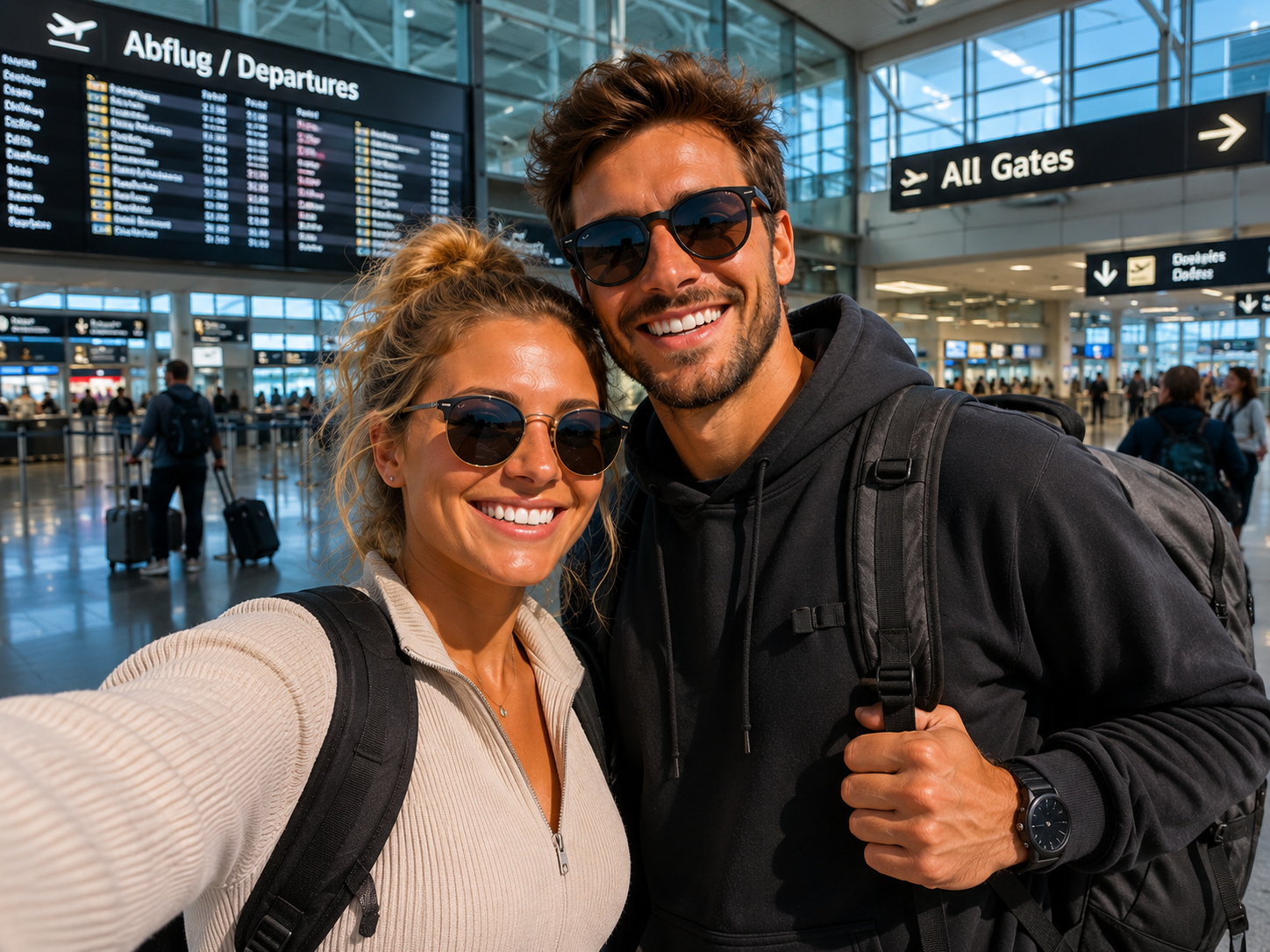 Lisa und Daniel am Flughafen