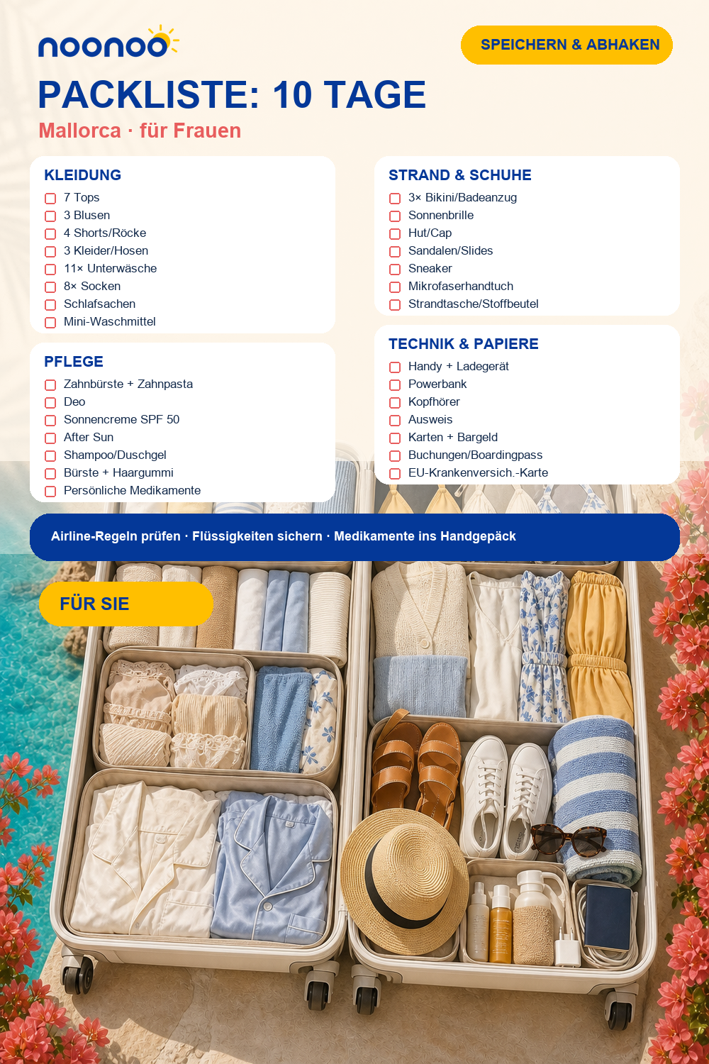 Packliste für 10 Tage Mallorca: für Frauen