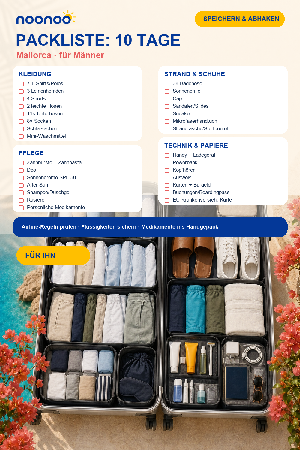 Packliste für 10 Tage Mallorca: für Männer