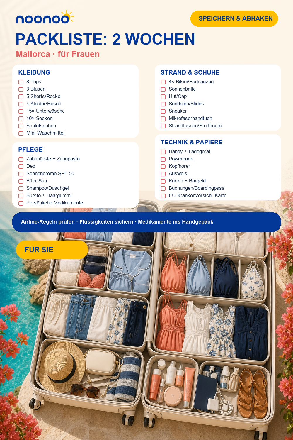 Packliste für 2 Wochen Mallorca: für Frauen