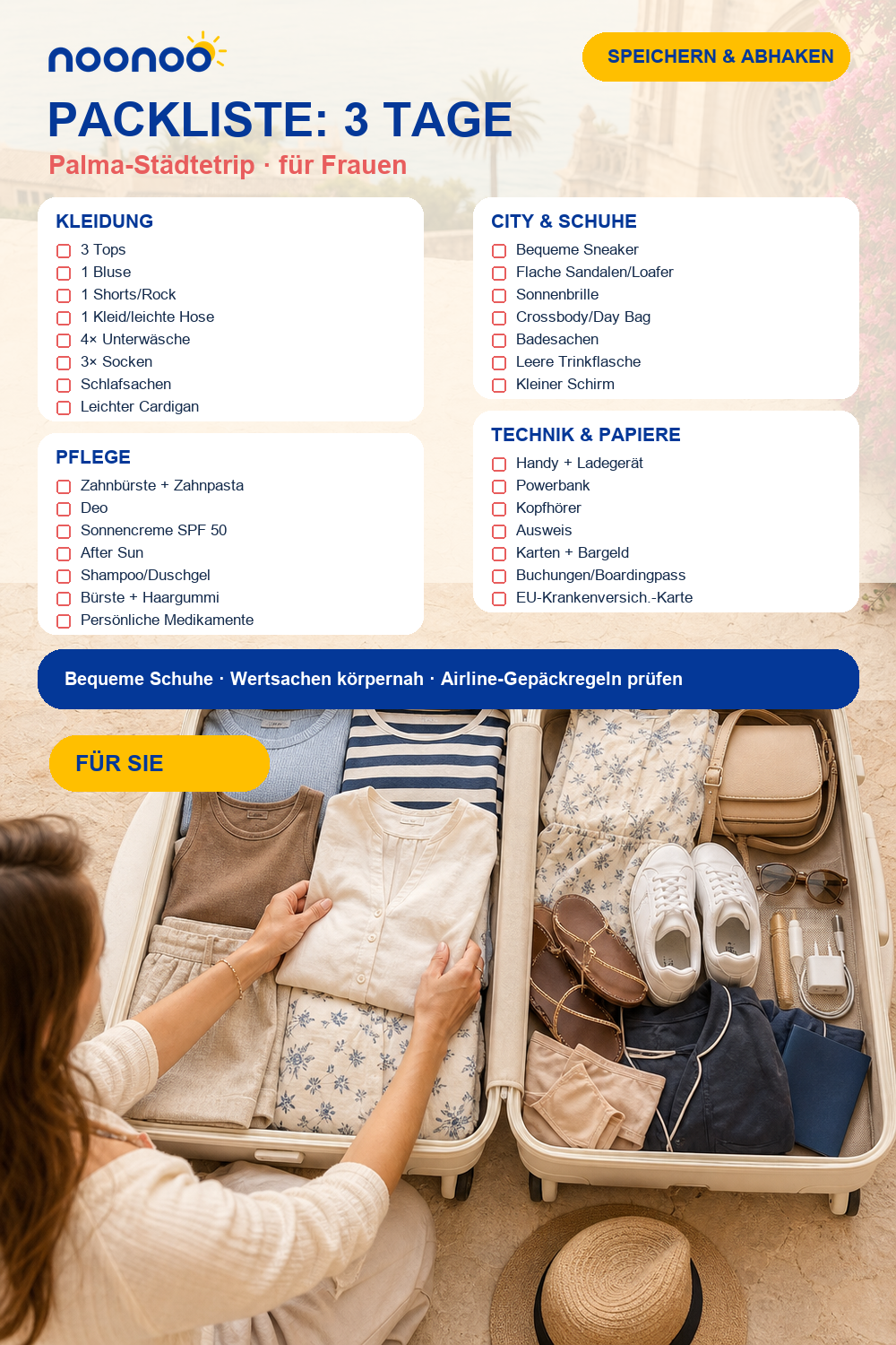 Packliste für 3 Tage Palma: Städtetrip für Frauen