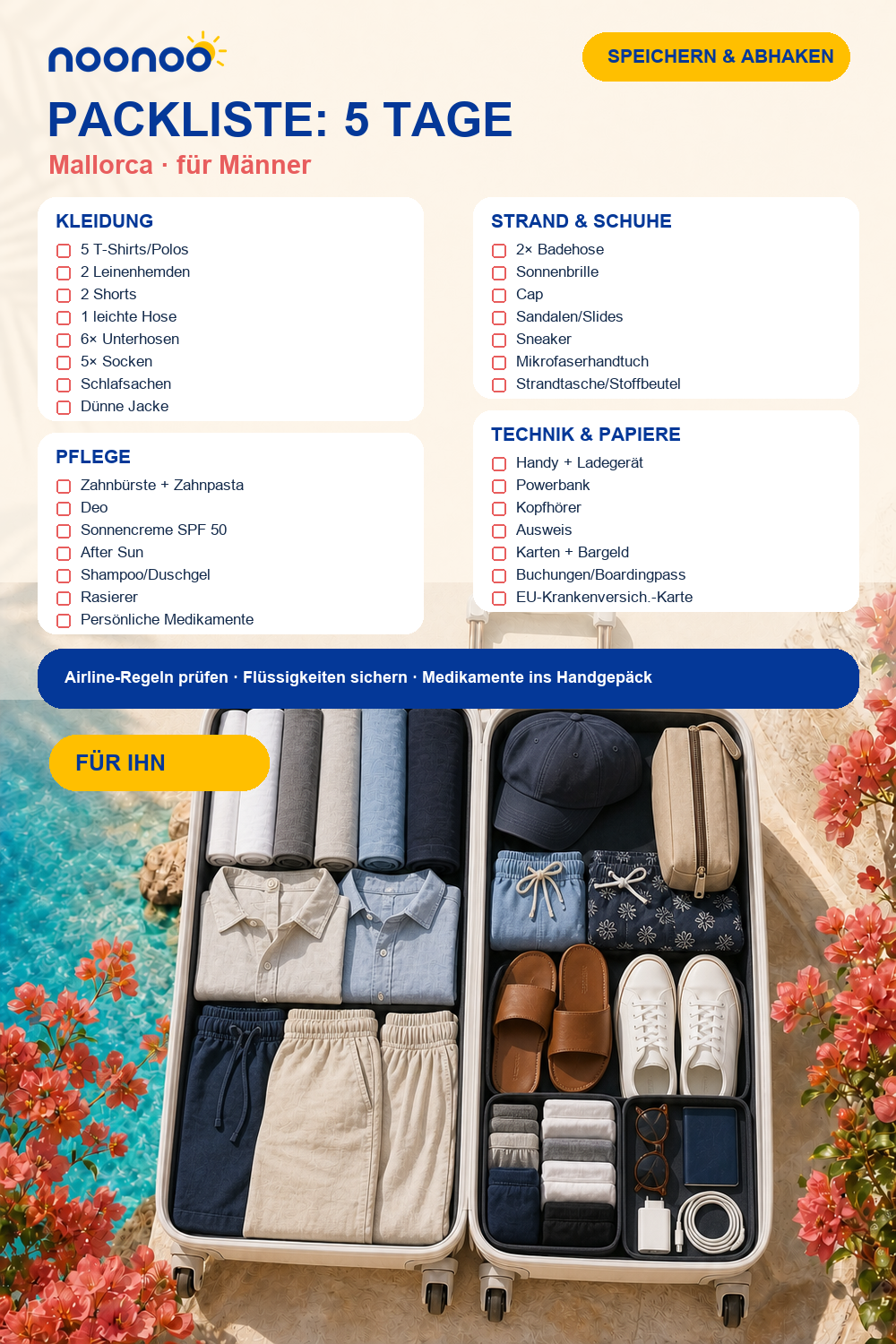 Packliste für 5 Tage Mallorca: für Männer
