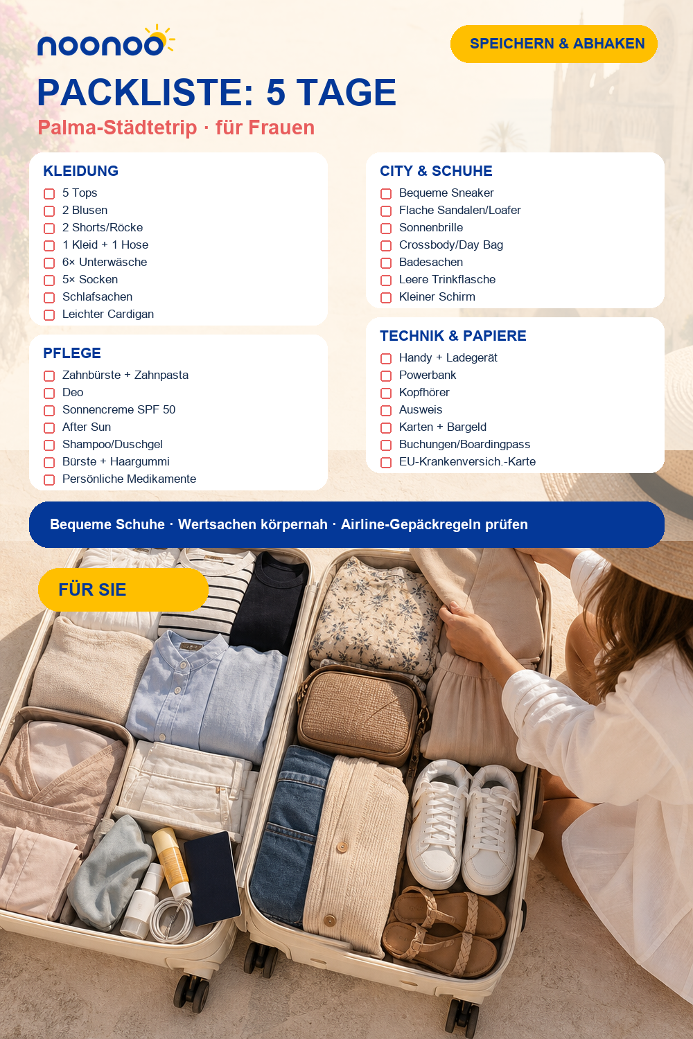 Packliste für 5 Tage Palma: Städtetrip für Frauen