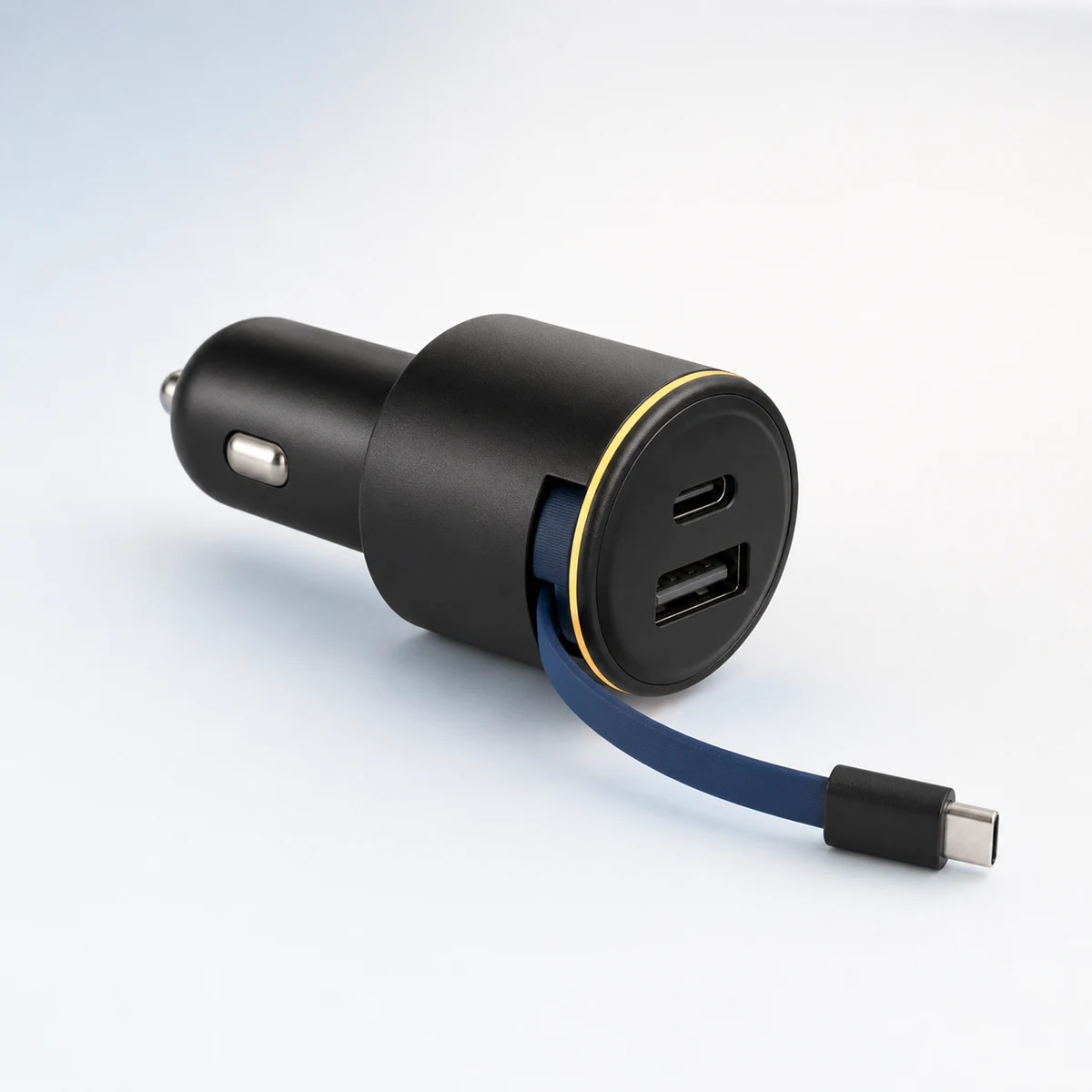 Markenfreies USB-C-Autoladegerät mit einziehbarem Kabel