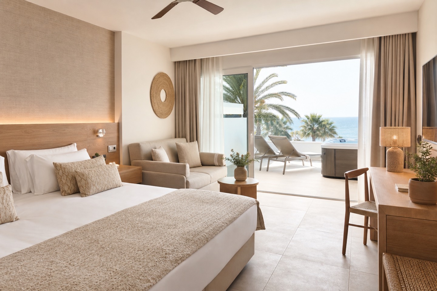 KI-generiertes redaktionelles Stimmungsbild für den Hotelcheck des Protur Palmeras Playa Hotel