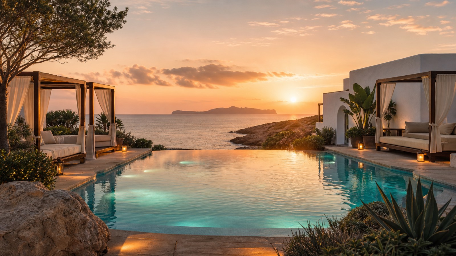KI-generierte Pool- und Meerstimmung für das Universal Hotel Cabo Blanco – Adults Only in Colònia de Sant Jordi